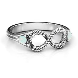 Braided Infinity Ring with Two Stones