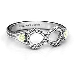 Braided Infinity Ring with Two Stones