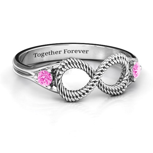 Braided Infinity Ring with Two Stones