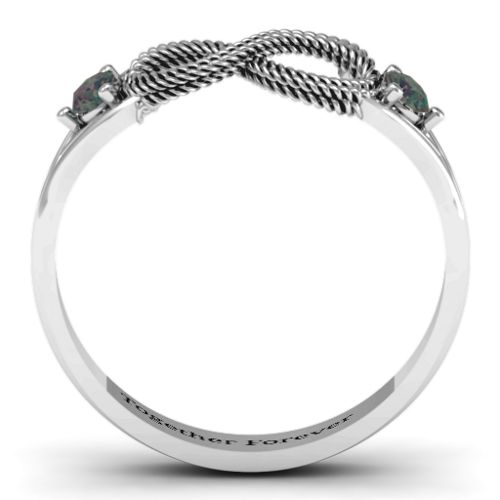 Braided Infinity Ring with Two Stones – Sterling Silver with Alexandrite