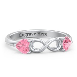 Two Hearts to Infinity Ring in 925 Sterling Silver with Pink Tourmaline