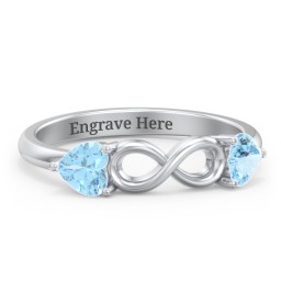 Two Hearts to Infinity Ring in 925 Sterling Silver with Blue Topaz