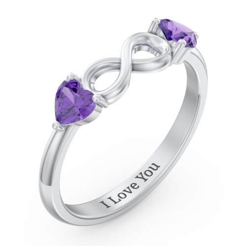 Two Hearts to Infinity Ring – Sterling Silver with Amethyst