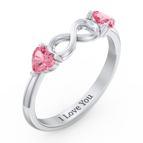 Two Hearts to Infinity Ring – Sterling Silver with Pink Tourmaline