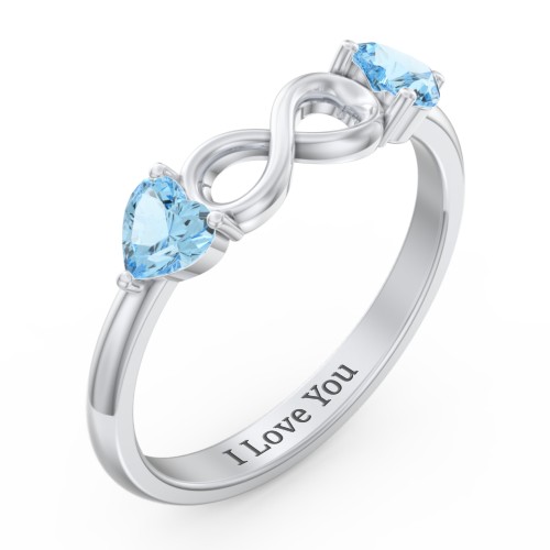 Two Hearts to Infinity Ring – Sterling Silver with Blue Topaz