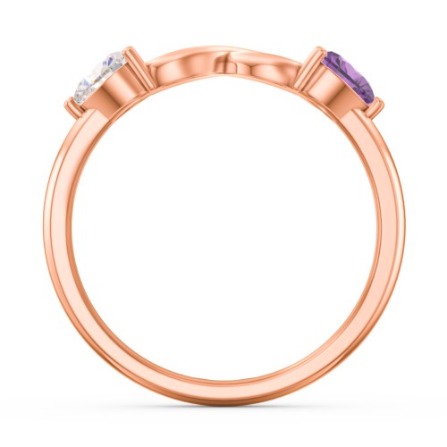 Two Hearts to Infinity Ring – 10K Rose Gold with Cubic Zirconia and Amethyst