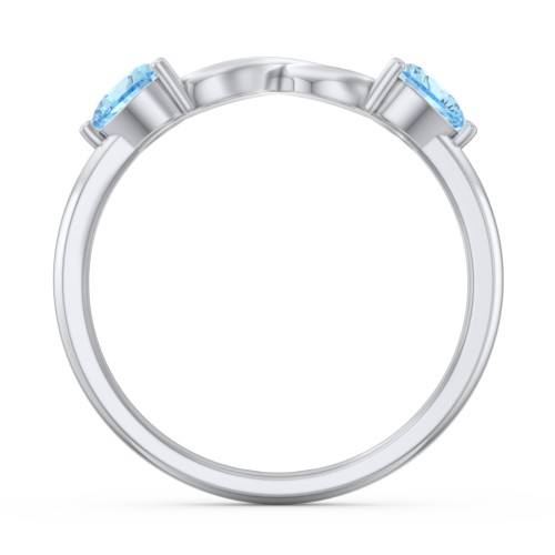 Two Hearts to Infinity Ring – Sterling Silver with Blue Topaz