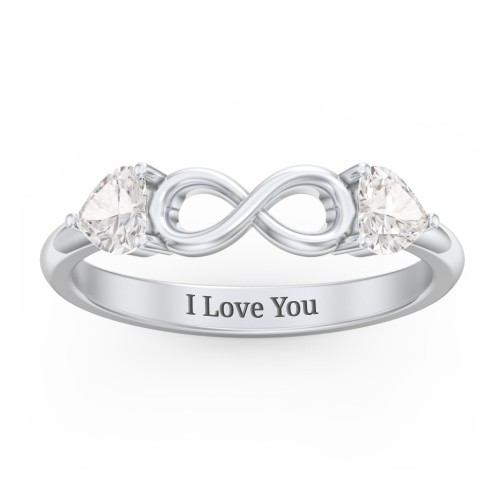 Two Hearts to Infinity Ring – Sterling Silver with Cubic Zirconia