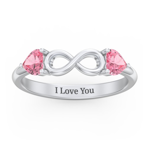 Two Hearts to Infinity Ring – Sterling Silver with Pink Tourmaline