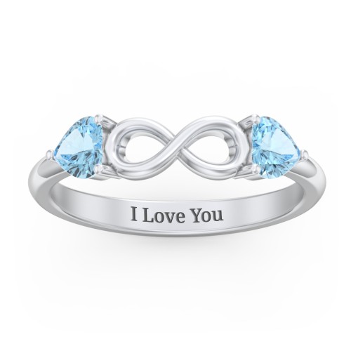 Two Hearts to Infinity Ring – Sterling Silver with Blue Topaz