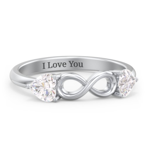 Two Hearts to Infinity Ring – Sterling Silver with Diamond