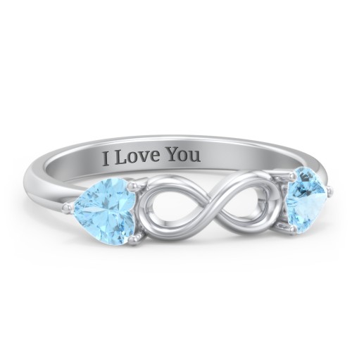 Two Hearts to Infinity Ring – Sterling Silver with Blue Topaz