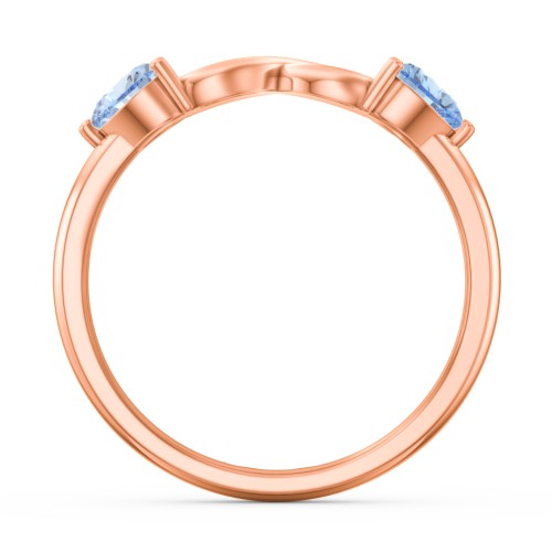 Two Hearts to Infinity Ring – 10K Rose Gold with Aquamarine and Blue Topaz