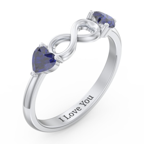 Two Hearts to Infinity Ring – Sterling Silver with Blue Sapphire
