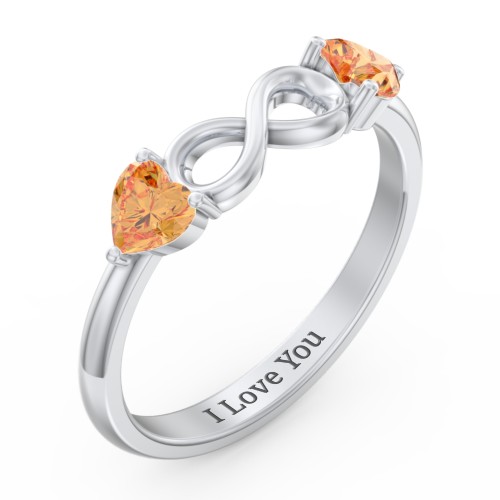 Two Hearts to Infinity Ring – Sterling Silver with Citrine