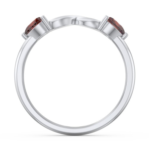 Two Hearts to Infinity Ring – Sterling Silver with Garnet