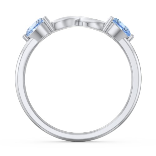 Two Hearts to Infinity Ring – Sterling Silver with Aquamarine and Blue Topaz