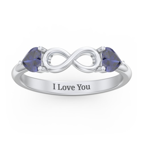Two Hearts to Infinity Ring – Sterling Silver with Blue Sapphire