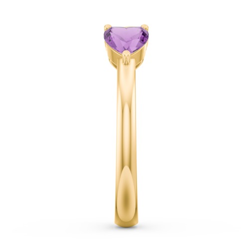 Two Hearts to Infinity Ring – 10K Yellow Gold with Cubic Zirconia and Amethyst
