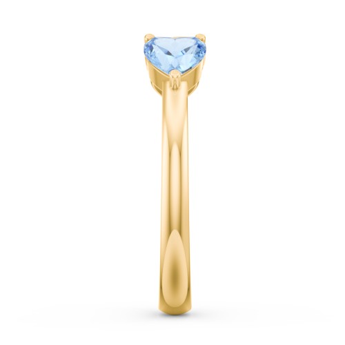 Two Hearts to Infinity Ring – 10K Yellow Gold with Aquamarine and Blue Topaz