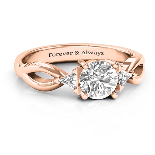 Braided Shank Ring with Trillian Accents – 10K Rose Gold with White Premium Zirconia