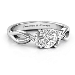 Braided Shank Ring with Trillian Accents – Sterling Silver with White Premium Zirconia