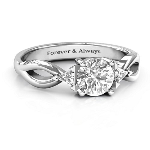 Braided Shank Ring with Trillian Accents – Sterling Silver with White Premium Zirconia