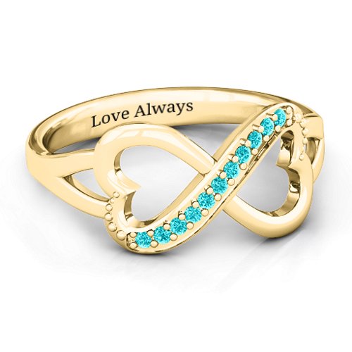 Double Heart Infinity Ring with Accents