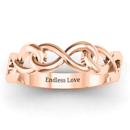 Triple Entwined Infinity Ring – 10K Rose Gold