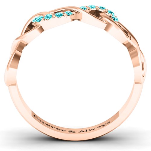 Triple Entwined Infinity Ring with Accents – 10K Rose Gold with Mint Premium Zirconia