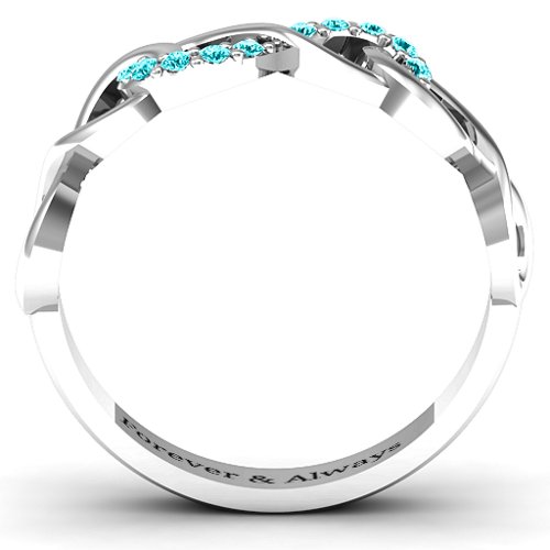 Triple Entwined Infinity Ring with Accents – Sterling Silver with Mint Premium Zirconia