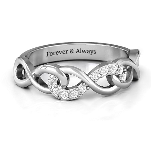 Triple Entwined Infinity Ring with Accents – Sterling Silver with White Premium Zirconia
