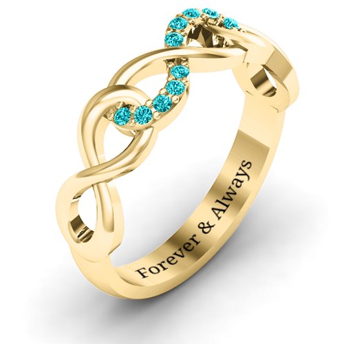 Triple Entwined Infinity Ring with Accents – 10K Yellow Gold with Mint Premium Zirconia