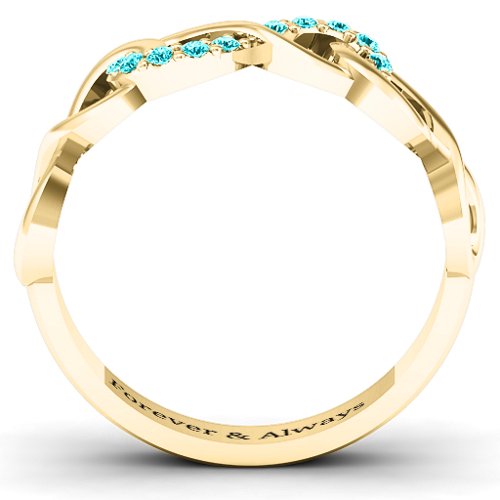 Triple Entwined Infinity Ring with Accents – 10K Yellow Gold with Mint Premium Zirconia