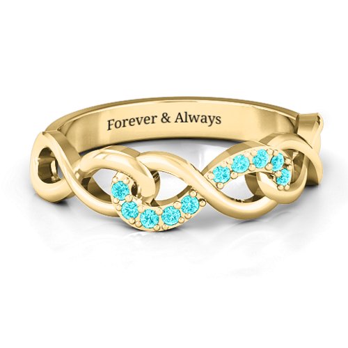 Triple Entwined Infinity Ring with Accents – 10K Yellow Gold with Mint Premium Zirconia