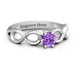 Solitaire Infinity Ring in 925 Sterling Silver with Amethyst