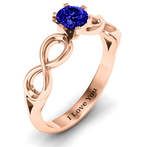 Solitaire Infinity Ring – 10K Rose Gold with Blue Sapphire