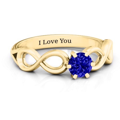 Solitaire Infinity Ring – 10K Yellow Gold with Blue Sapphire