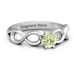 Solitaire Infinity Ring in 925 Sterling Silver with Peridot