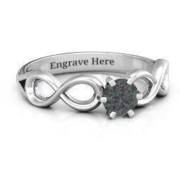 Solitaire Infinity Ring in 925 Sterling Silver with Alexandrite
