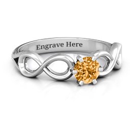 Solitaire Infinity Ring in 925 Sterling Silver with Citrine