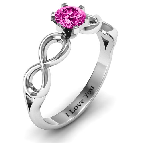 Solitaire Infinity Ring – Sterling Silver with Pink Tourmaline