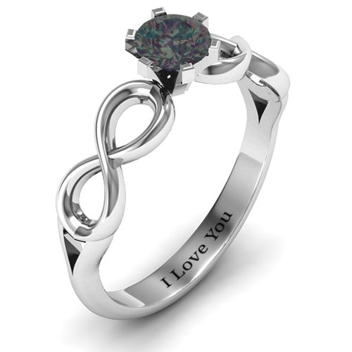 Solitaire Infinity Ring – Sterling Silver with Alexandrite