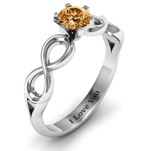 Solitaire Infinity Ring – Sterling Silver with Citrine