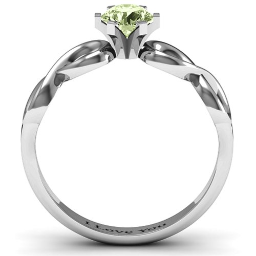 Solitaire Infinity Ring – Sterling Silver with Peridot