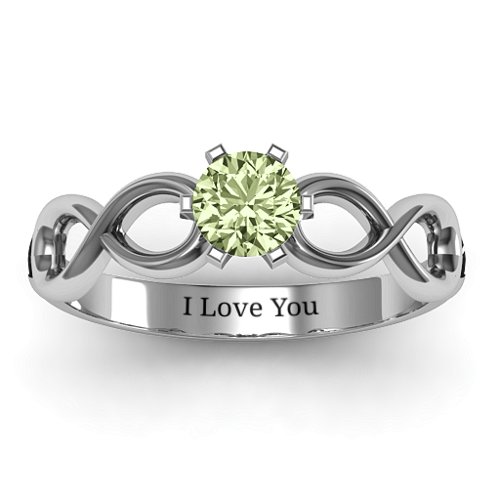 Solitaire Infinity Ring – Sterling Silver with Peridot