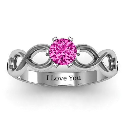 Solitaire Infinity Ring – Sterling Silver with Pink Tourmaline