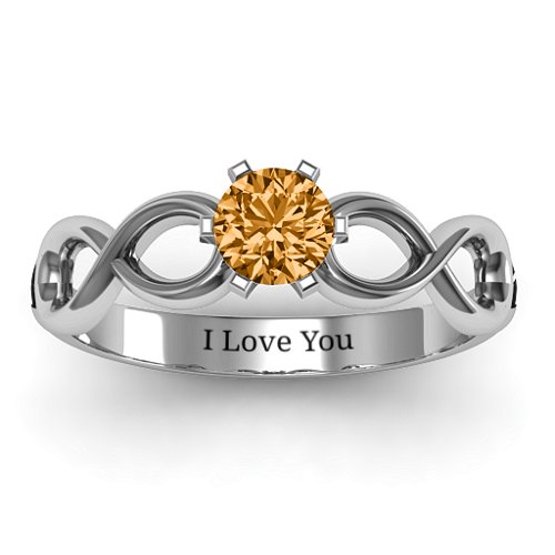 Solitaire Infinity Ring – Sterling Silver with Citrine