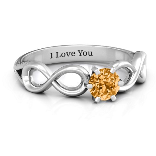 Solitaire Infinity Ring – Sterling Silver with Citrine