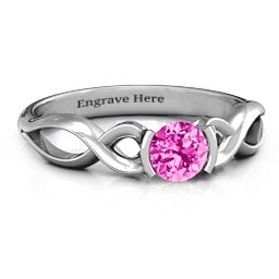 Half Bezel Infinity Ring in 925 Sterling Silver with Pink Tourmaline